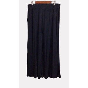 Classic Black Wide Leg EILEEN FISHER Jersey Knit Tencel Crop Pants w/Slits Sz M